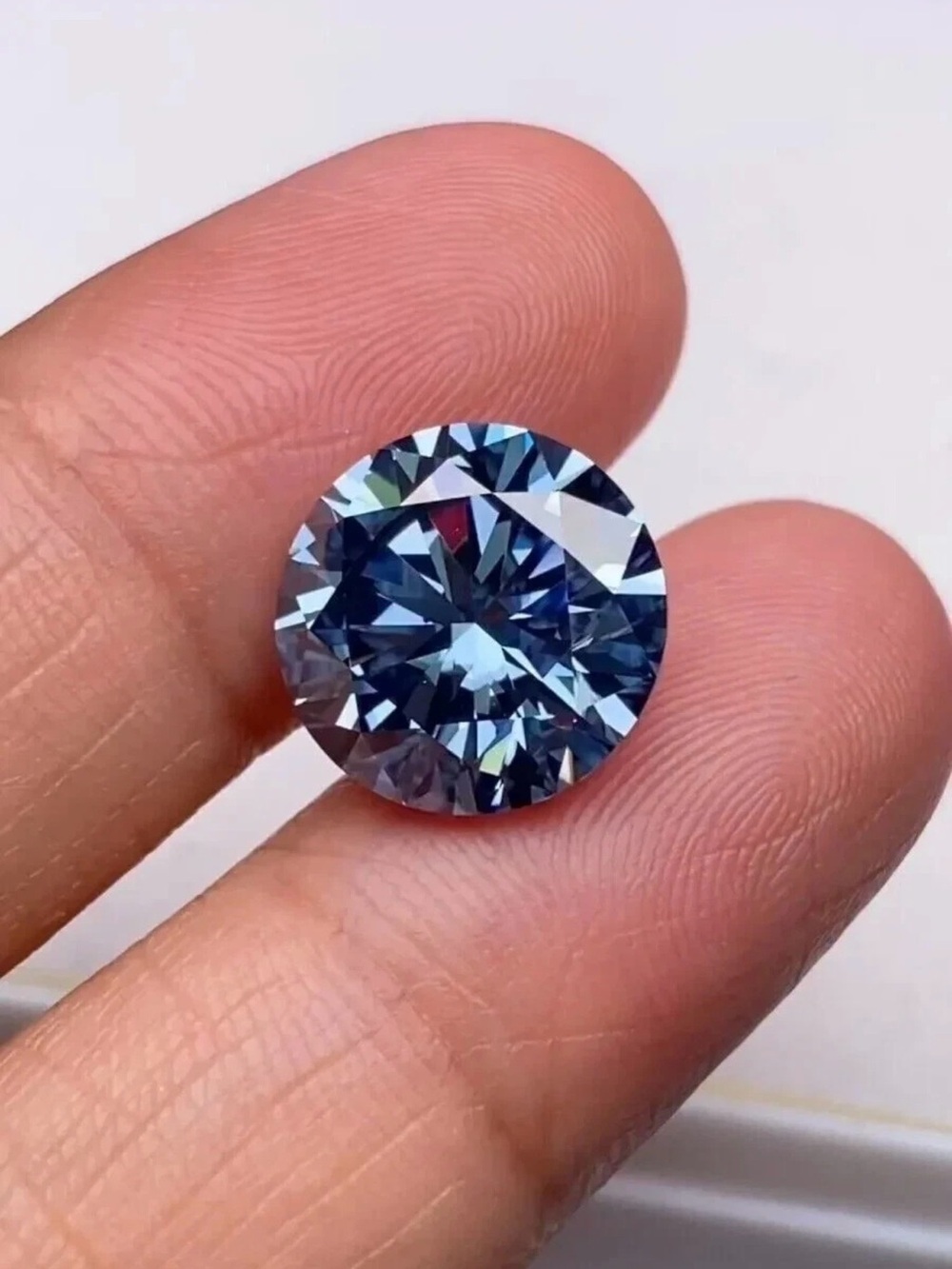 2CT Certified Blue Diamond Moissanite Solitaire Ring in 925 Sterling Silver Sz 7 - Picture 10 of 16